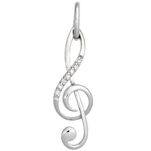 Anh�nger NotenSchl�ssel Musik 585 Wei�gold 7 Diamanten Brillanten