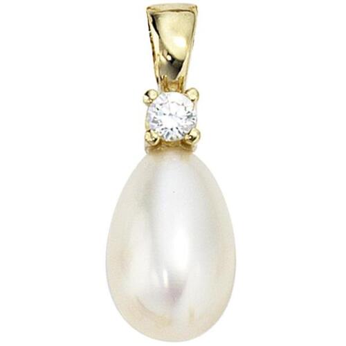 Anh�nger 333 Gelbgold 1 S��wasser Perle 1 Zirkonia Perlen Anh�nger