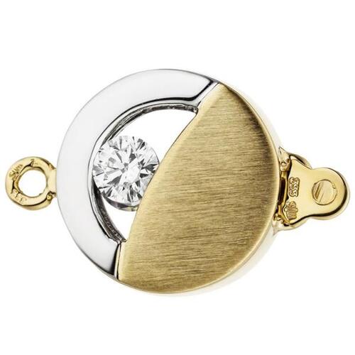 Kettenschlie�e Schlie�e 333 Gold Gelbgold bicolor mattiert 2 Zirkonia