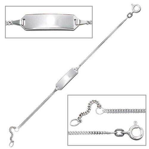 Schildband 585 Gold Wei�gold 14 cm Gravur ID Armband Federring