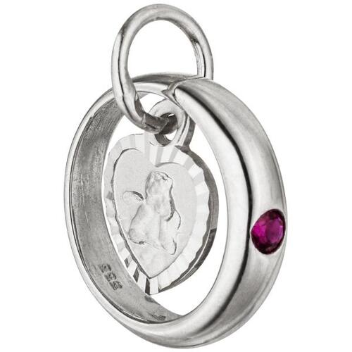 Kinder Taufring mit Schutzengel 333 Wei�gold 1 Rubin rot Taufanh�nger