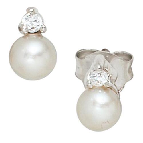 Ohrstecker 925 Sterling Silber 2 S��wasserperlen 2 Zirkonia Ohrringe