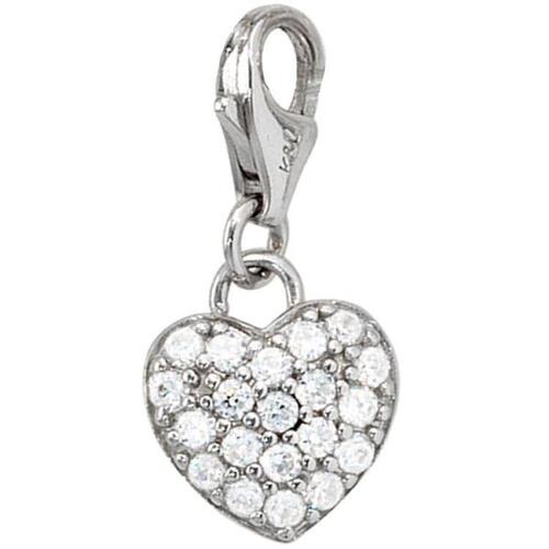 Einh�nger Charm Herz 925 Sterling Silber rhodiniert mit Zirkonia