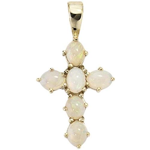 Anh�nger Kreuz 585 Gold Gelbgold 6 Opale Kreuzanh�nger