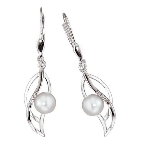 Boutons 585 Gold Wei�gold mattiert 6 Diamanten Brillanten Ohrringe