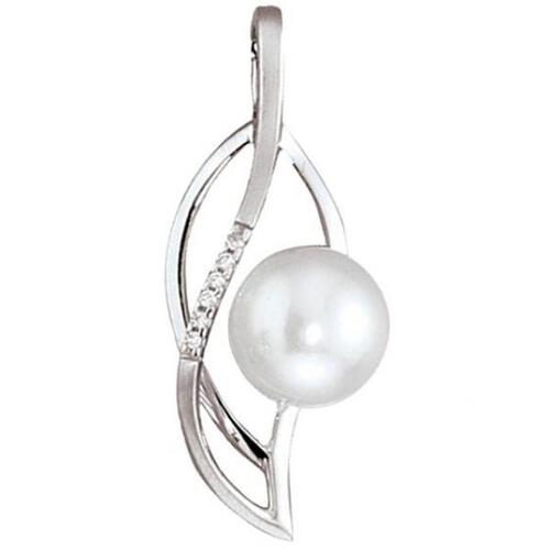 Anh�nger 585 Wei�gold 1 S��wasser Perle 6 Diamanten