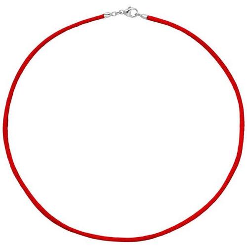 Collier Halskette Seide rot 2,8 mm 42 cm, Verschluss 925 Silber Kette