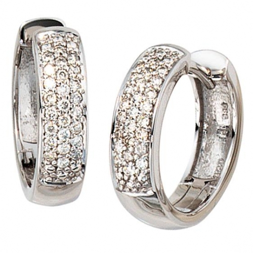 Creolen rund 585 Gold Wei�gold 50 Diamanten Brillanten 15,5 mm