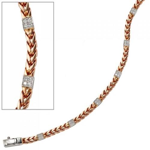 Armband 585 Gold Rotgold Wei�gold bicolor 28 Diamanten Brillanten 19 cm