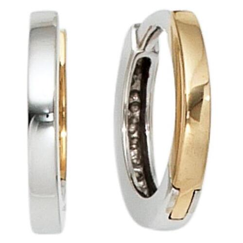 Creolen rund 333 Gold Gelbgold Wei�gold bicolor 11,5 mm Ohrringe