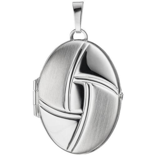 Medaillon oval f�r 2 Fotos 925 Silber matt zum �ffnen, 33,9 mm