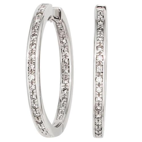 Creolen rund 585 Gold Wei�gold 50 Diamanten Brillanten Ohrringe