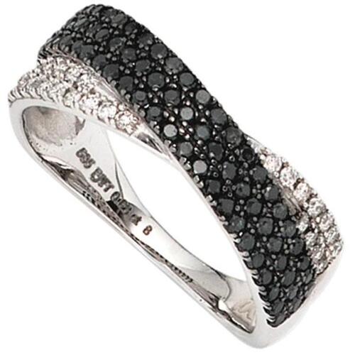 Damen Ring 585 Gold Wei�gold mit Diamanten 0,67ct. (Gr��e: 56)