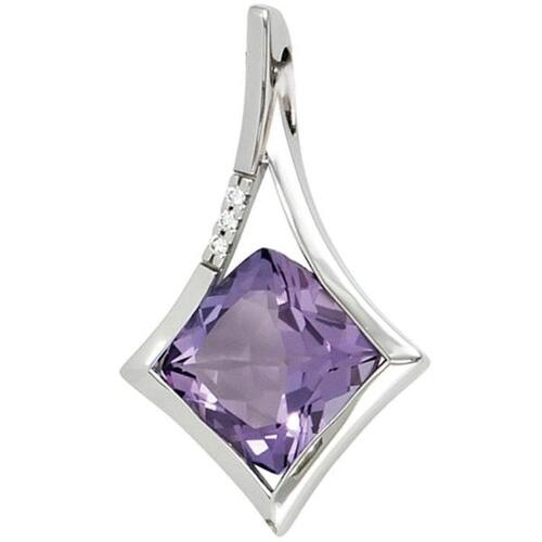 Anh�nger 585 Gold Wei�gold 1 Amethyst violett 3 Diamanten Brillanten