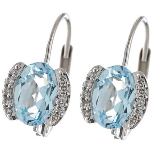 Boutons 585 Gold Wei�gold 20 Diamanten 2 Blautopase blau Ohrringe