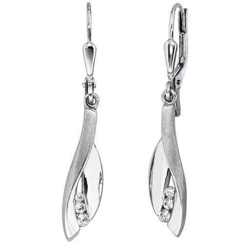 Boutons 375 Wei�gold mattiert 6 Zirkonia Ohrh�nger Goldohrringe