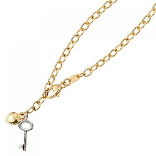 Fu�kettchen Fu�kette 585 Gold Gelbgold Wei�gold bicolor 26 cm Karabiner