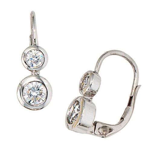 Boutons 333 Wei�gold 4 Zirkonia Ohrringe Ohrh�nger Goldohrringe