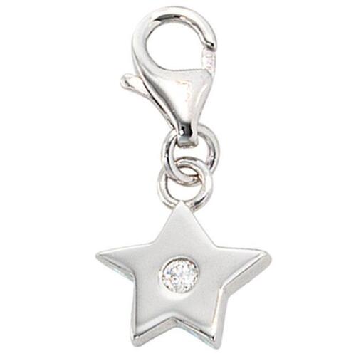 Einh�nger Charm Stern 925 Sterling Silber rhodiniert 1 Zirkonia