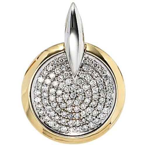 Anh�nger rund 585 Gelbgold Wei�gold bicolor 91 Diamanten Brillanten