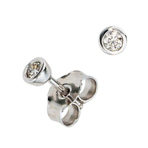 Ohrstecker rund 585 Gold Wei�gold 2 Diamanten Brillanten 0,10 ct.