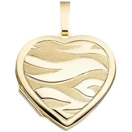 Medaillon Herz 585 Gelbgold mattiert Anh�nger zum �ffnen