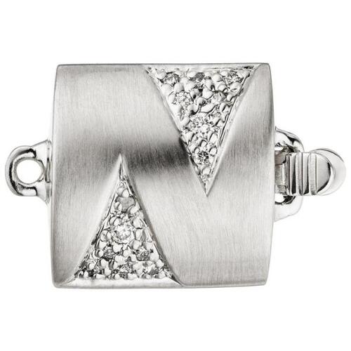 Kettenschlie�e Schlie�e 585 Wei�gold mattiert 28 Diamanten Brillanten