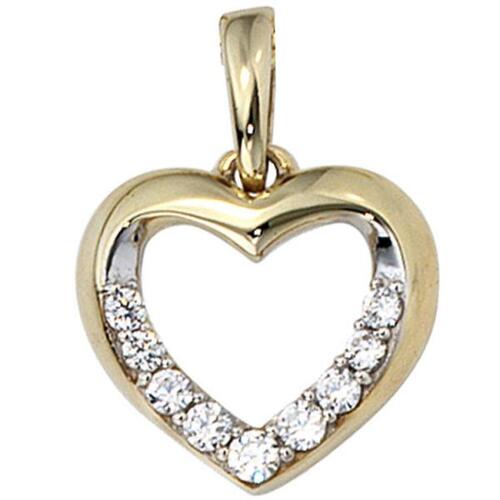 Anh�nger Herz 333 Gold Gelbgold bicolor mit Zirkonia HerzAnh�nger