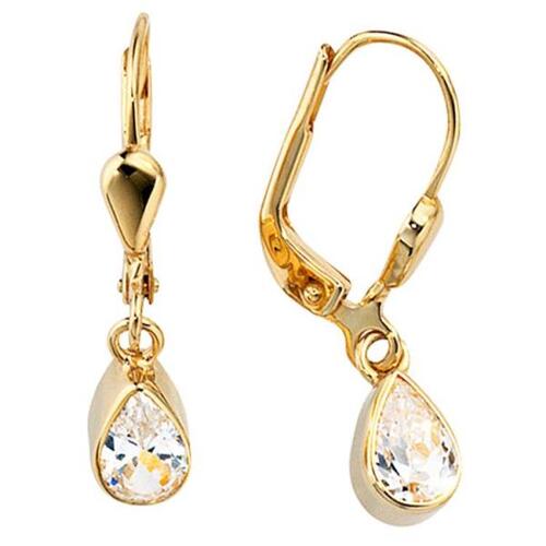 Boutons Tropfen 333 Gelbgold 2 Zirkonia Ohrh�nger Goldohrringe