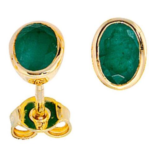 Ohrstecker oval 585 Gold Gelbgold 2 Smaragde gr�n Ohrringe