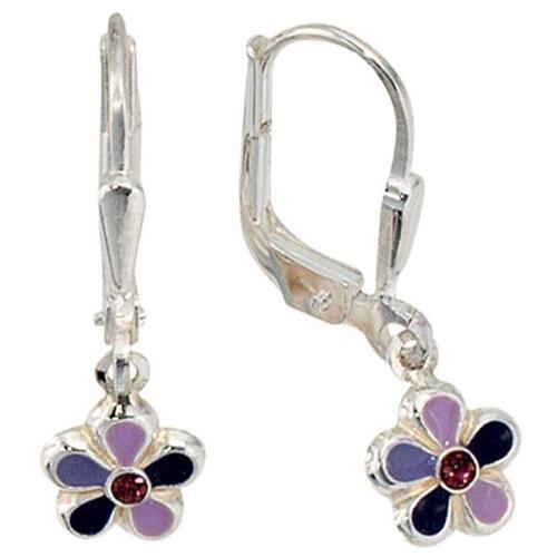 Kinder Boutons Blume 925 Silber 2 Glassteine lila violett Ohrringe |  Kinderschmuck direkt bestellen