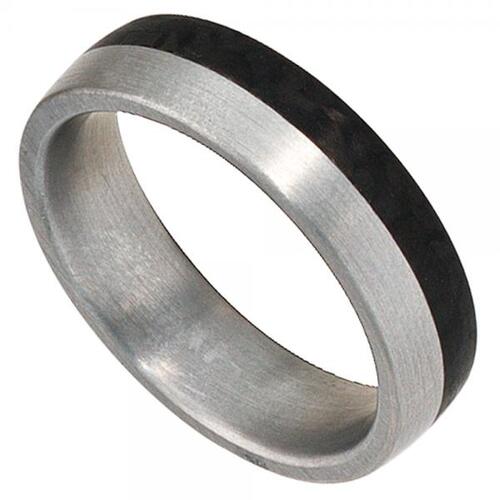 Partner Ring Edelstahl matt, mit Carbon (Gr��e: 58)