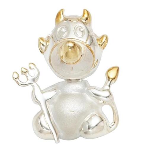 Anh�nger Teufel 925 Sterling Silber bicolor vergoldet mattiert