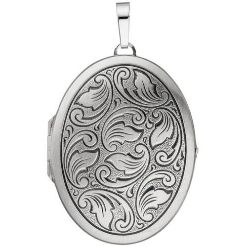 Medaillon oval 925 Sterling Silber mattiert geschw�rzt zum �ffnen