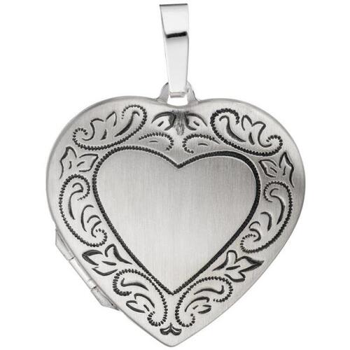 Medaillon Herz f�r 2 Fotos 925 Silber matt geschw�rzt zum �ffnen