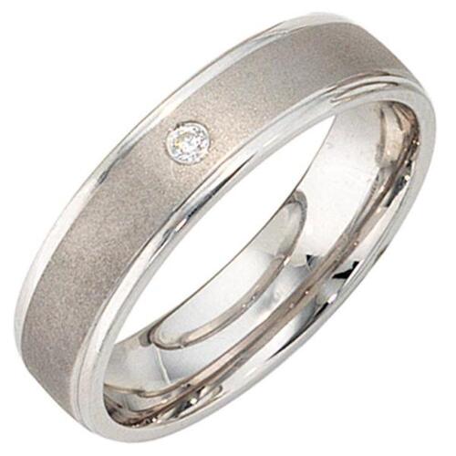 Partner Ring 925 Sterling Silber rhodiniert mattiert 1 Zirkonia (Gr��e: 50)