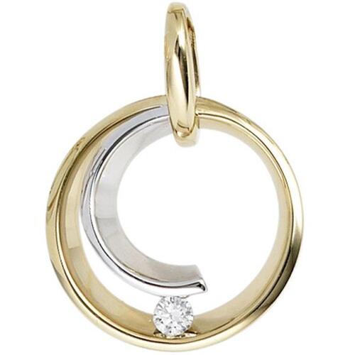 Anh�nger rund 585 Gelbgold Wei�gold 1 Diamant Brillant 0,10 ct.