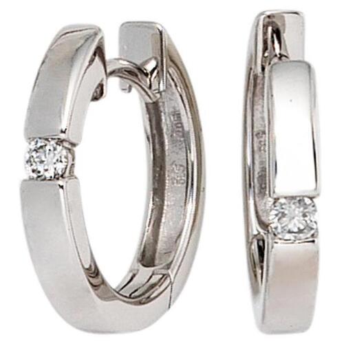 Creolen rund 585 Wei�gold 2 Diamanten Brillanten