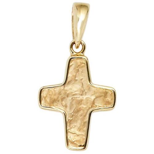 Anh�nger Kreuz 585 Gelbgold geh�mmert Kreuz Anh�nger Goldkreuz
