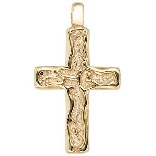 Anh�nger Kreuz 585 Gold Gelbgold geh�mmert Kreuz Anh�nger Goldkreuz