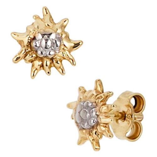 Ohrstecker Edelwei� 333 Gold Gelbgold bicolor Ohrringe Goldohrstecker