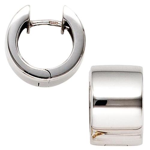 Creolen rund 8,7 mm breit 375 Gold Wei�gold Ohrringe Goldcreolen