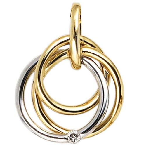 Anh�nger 585 Gold Gelbgold Wei�gold bicolor 1 Diamant verschlungen