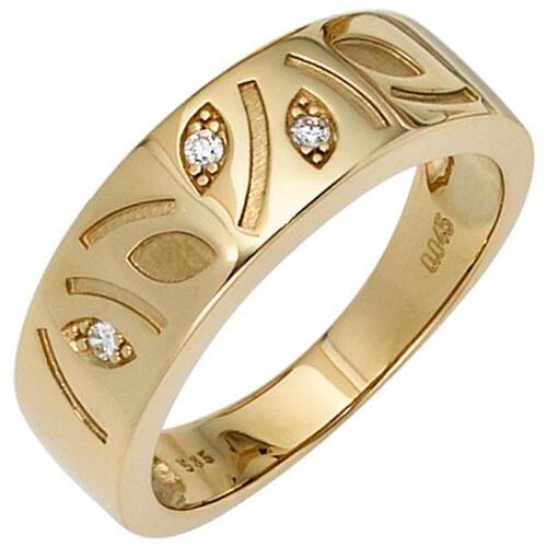 Damen Ring 585 Gold Gelbgold 3 Diamanten 0,04ct. Goldring (Gr��e: 60)