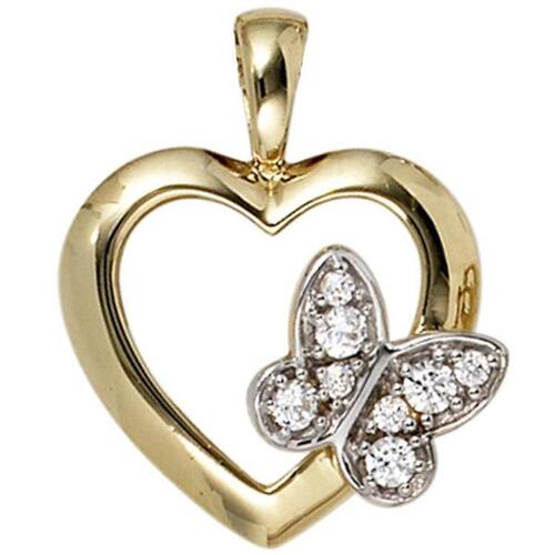 Anh�nger Herz Schmetterling 333 Gold Gelbgold 8 Zirkonia HerzAnh�nger