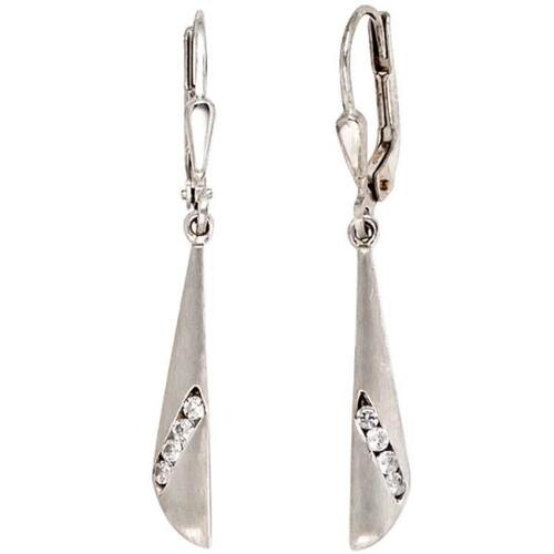 Boutons 333 Wei�gold mattiert 8 Zirkonia Ohrh�nger Goldohrringe