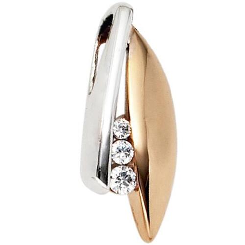 Anh�nger 375 Gold Rotgold Wei�gold bicolor 3 Zirkonia Gold Anh�nger