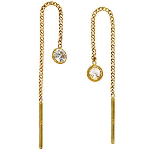 Durchzieh-Ohrh�nger 333 Gelbgold 2 Zirkonia Ohrringe zum Durchziehen
