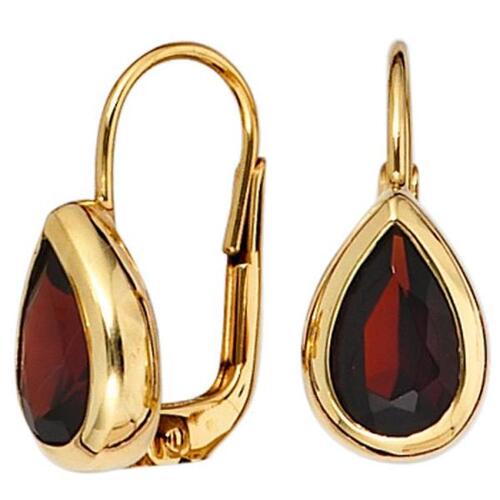 Boutons Tropfen 375 Gold Gelbgold 2 Granate rot Ohrringe Ohrh�nger