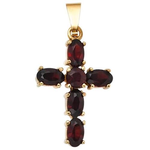 Anh�nger Kreuz 375 Gold Gelbgold 6 Granate rot Goldkreuz